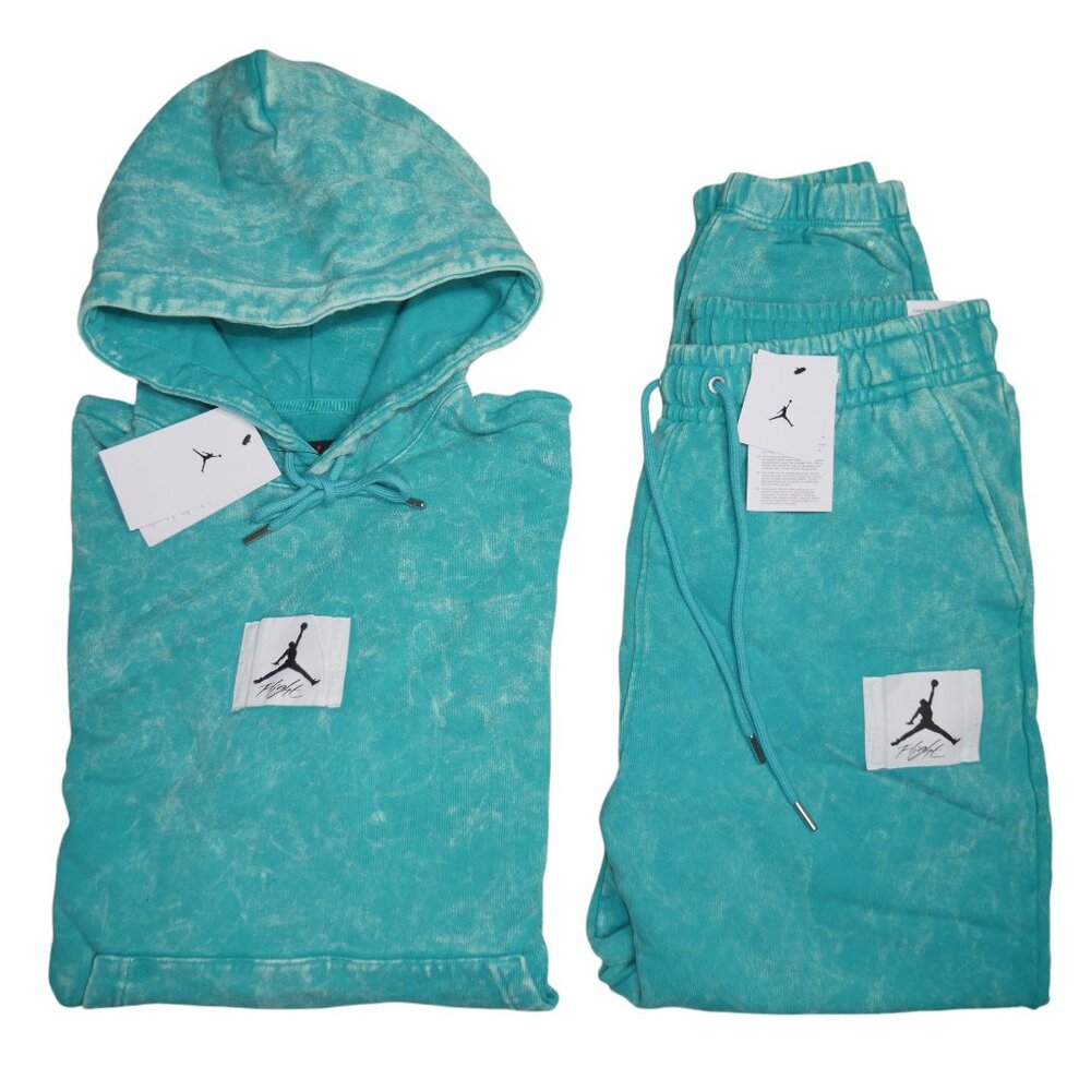 Nike Air Jordan Men's Flight Sweatsuit Statement Fleece Tracksuit Teal Green NWT